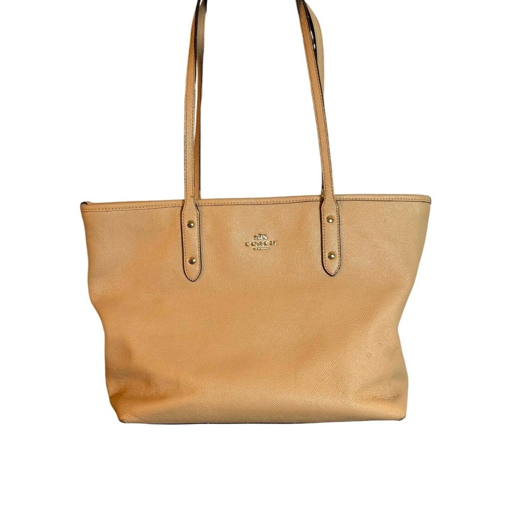 Coach City Tote Tan Beige Crossgrain Leather Shoulder Bag F57522